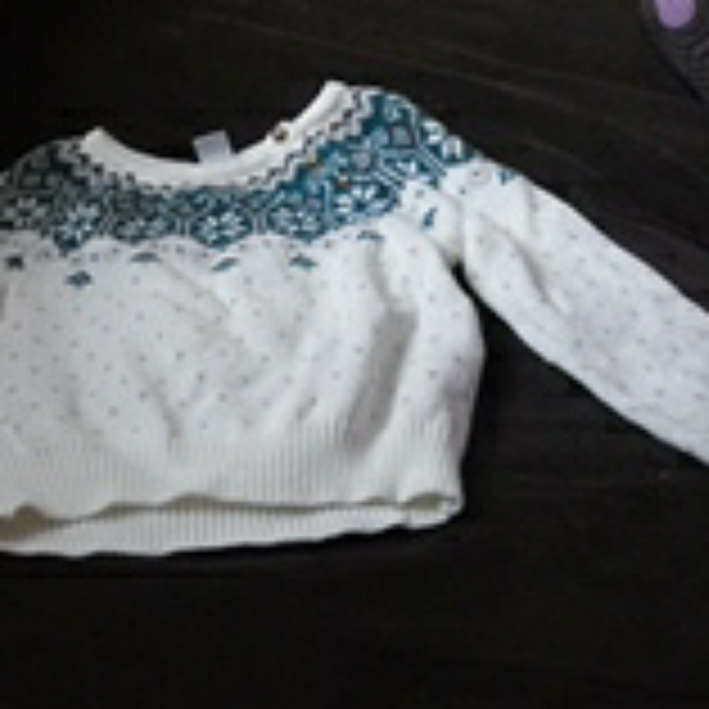 Green and white cardigan